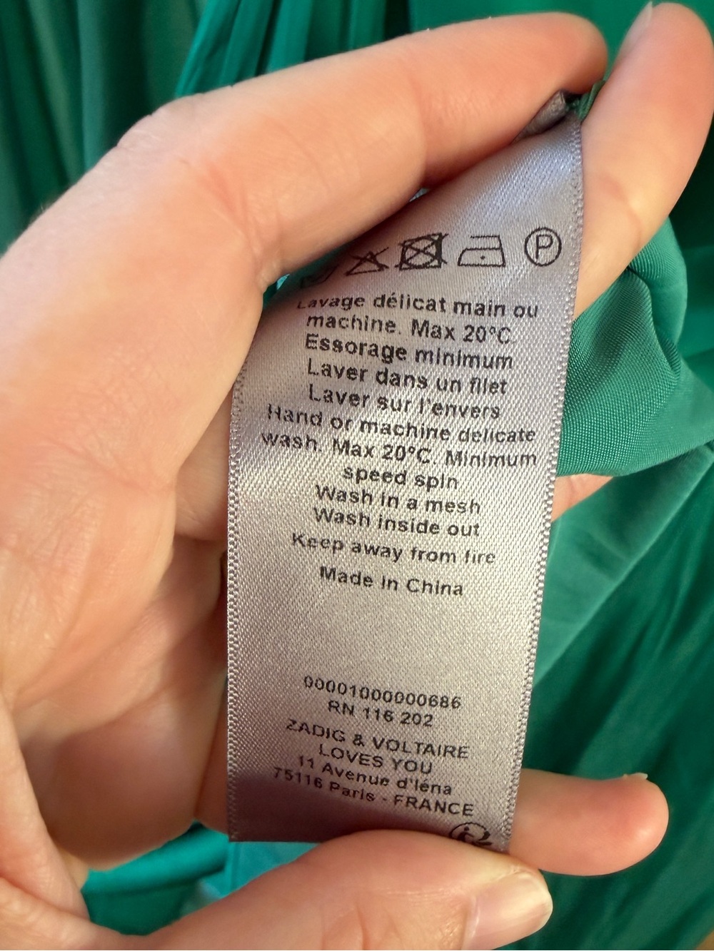 Zadig & Voltaire Tink Satin Blouse Emeraude | Size XS - Picture 6 of 12